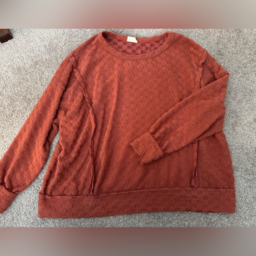 BiBi Brick Red Textured Knit Top